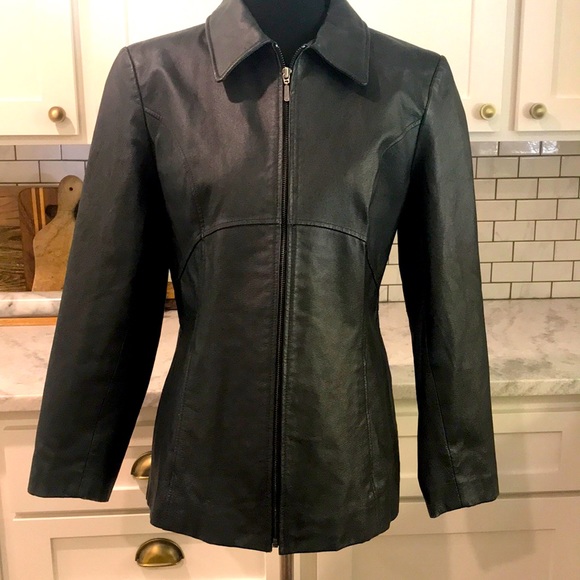 Jacqueline Ferrar Jackets & Blazers - Jacqueline Ferrar Black Leather Tailored Jacket M